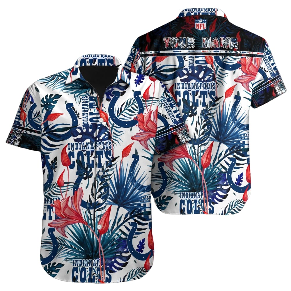 Personalized Indianapolis Colts Tropical Wave Hawaiian Shirt