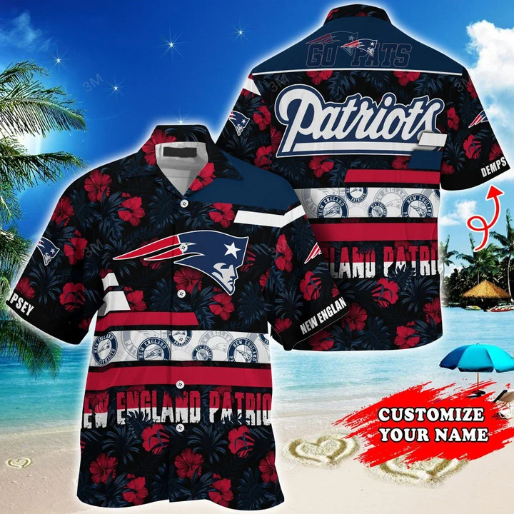 Personalized New England Patriots Palm Paradise Hawaiian Shirt