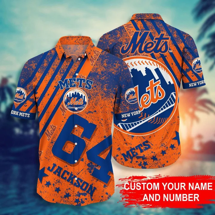 Personalized New York Mets Stars and Stripes Hawaiian Shirt