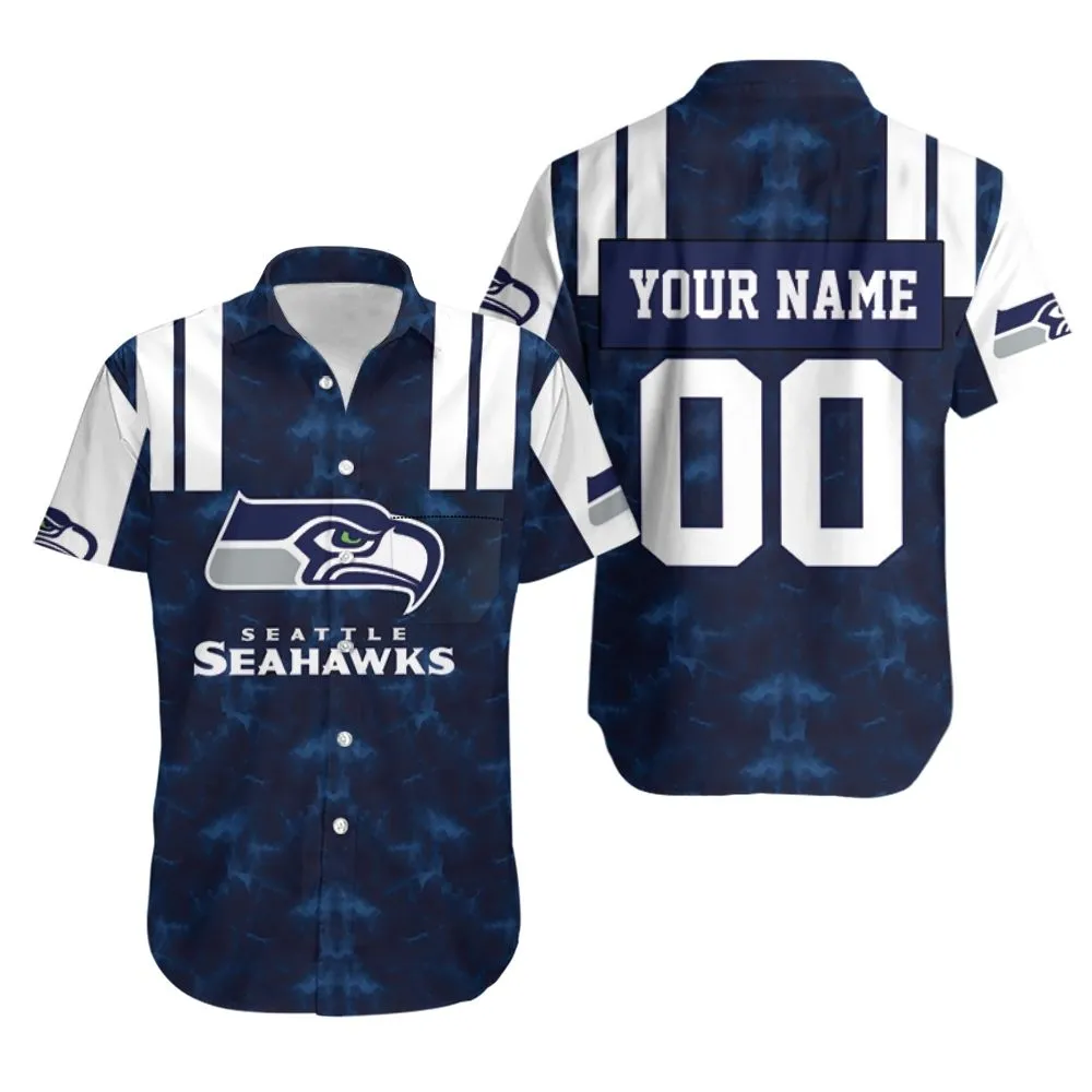 Personalized Seattle Seahawks Midnight Jersey Hawaiian Shirt