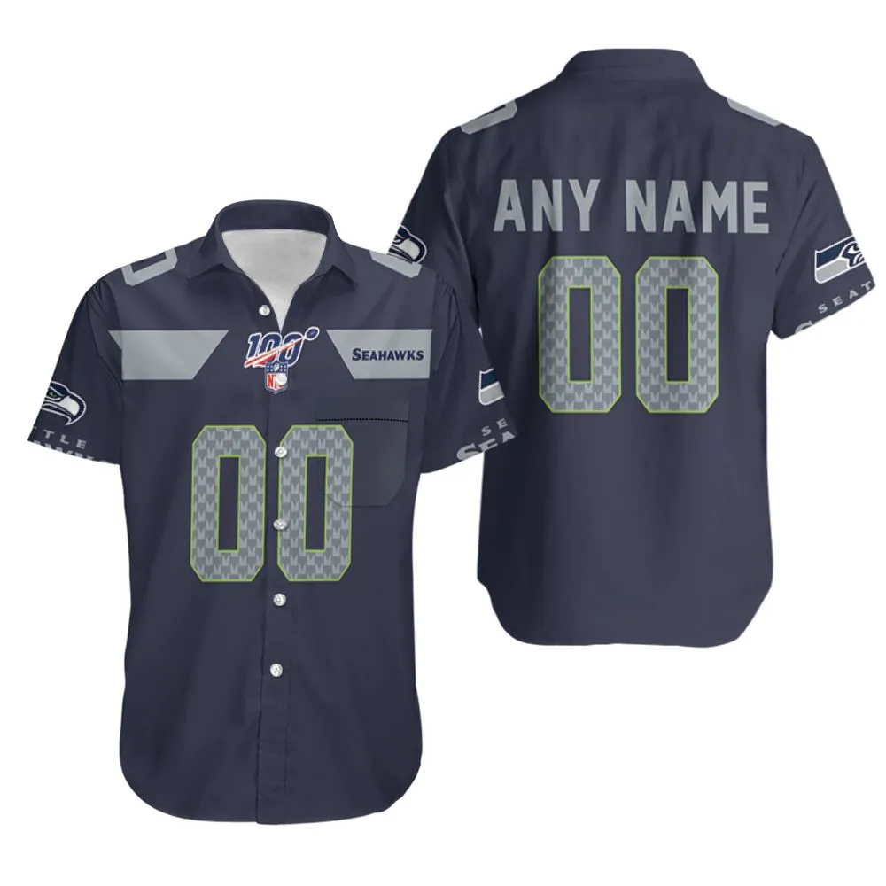 Personalized Seattle Seahawks Navy Custom Name Number Hawaiian Shirt