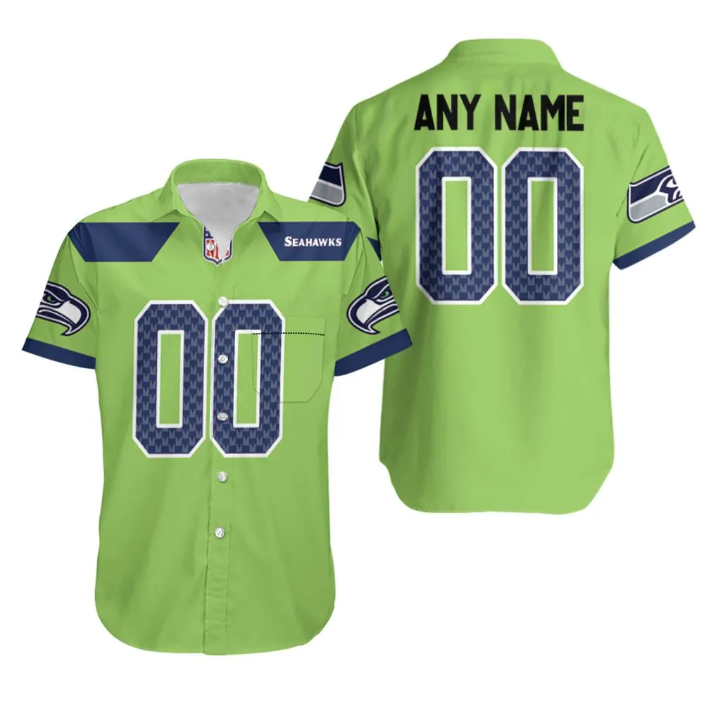 Personalized Seattle Seahawks Neon Jersey Hawaiian Shirt