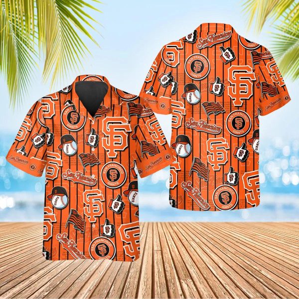 San Francisco Giants Bold Stripe Collage Hawaiian Shirt