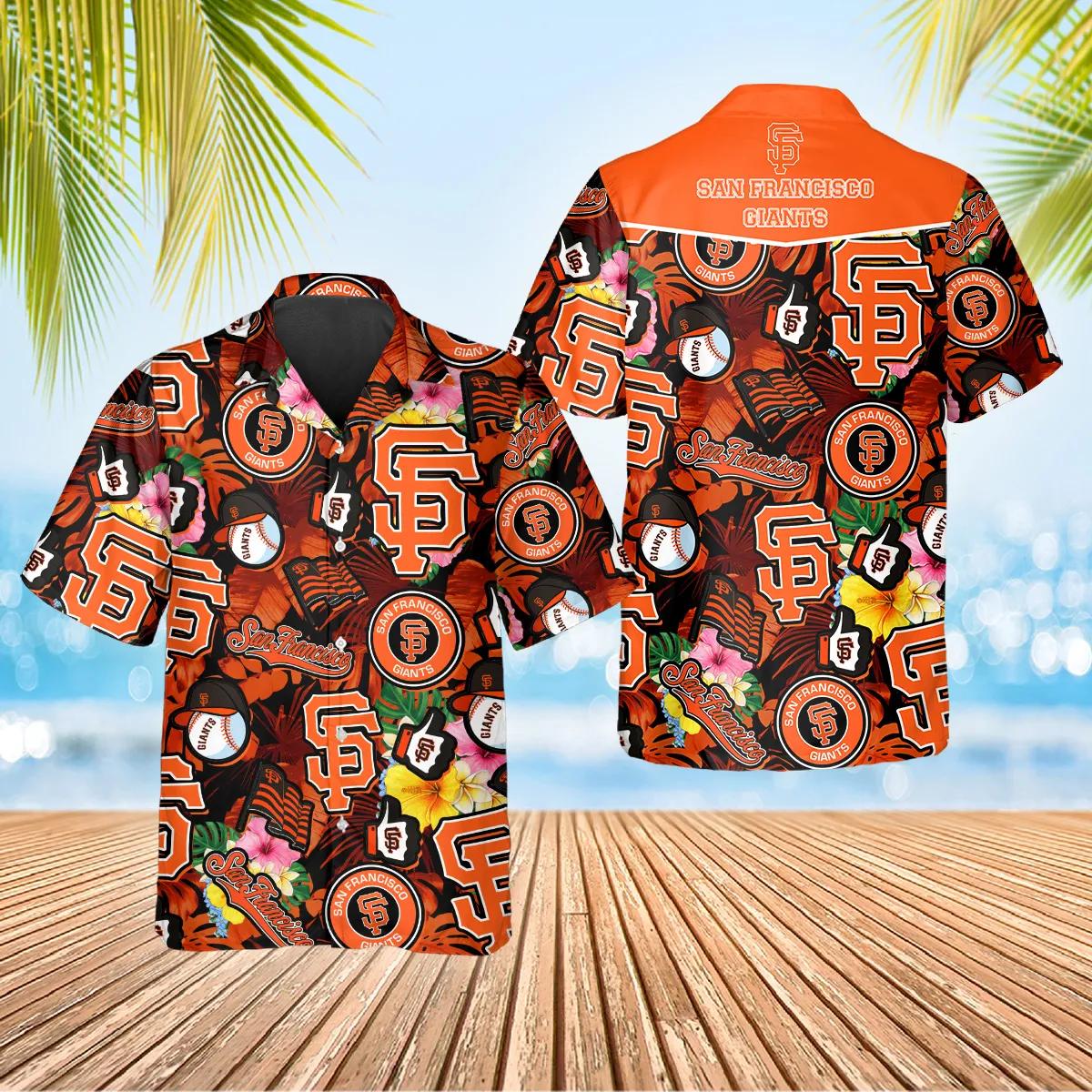 San Francisco Giants Tropical Logo Collage Hawaiian Shirt