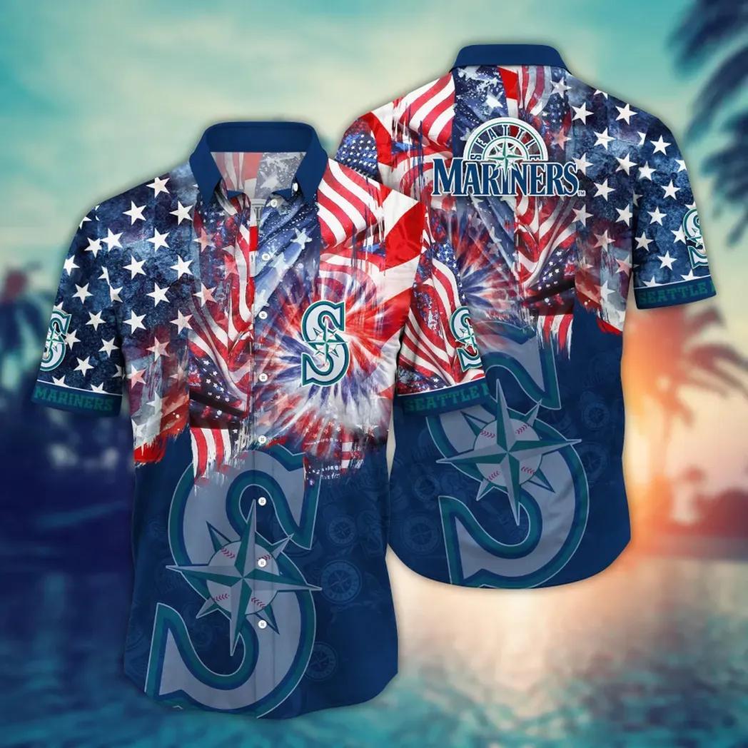 Seattle Mariners Sunset Wave Hawaiian Shirt