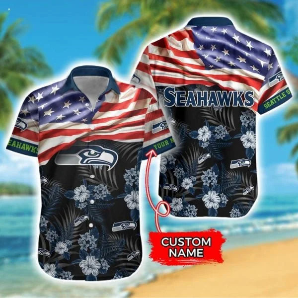 Seattle Seahawks Patriotic Bloom Hawaiian Shirt