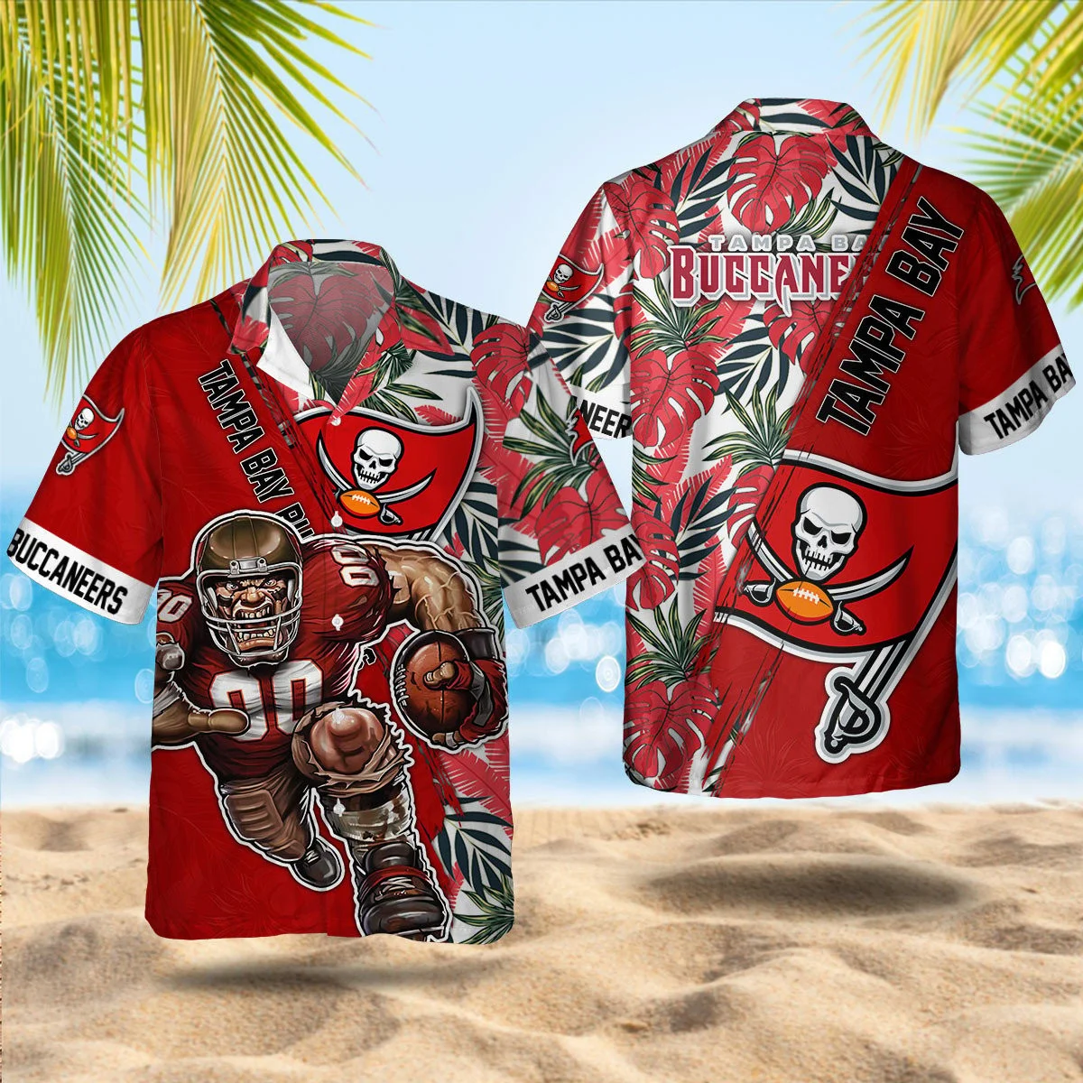 Tampa Bay Buccaneers Pirate Palms Hawaiian Shirt