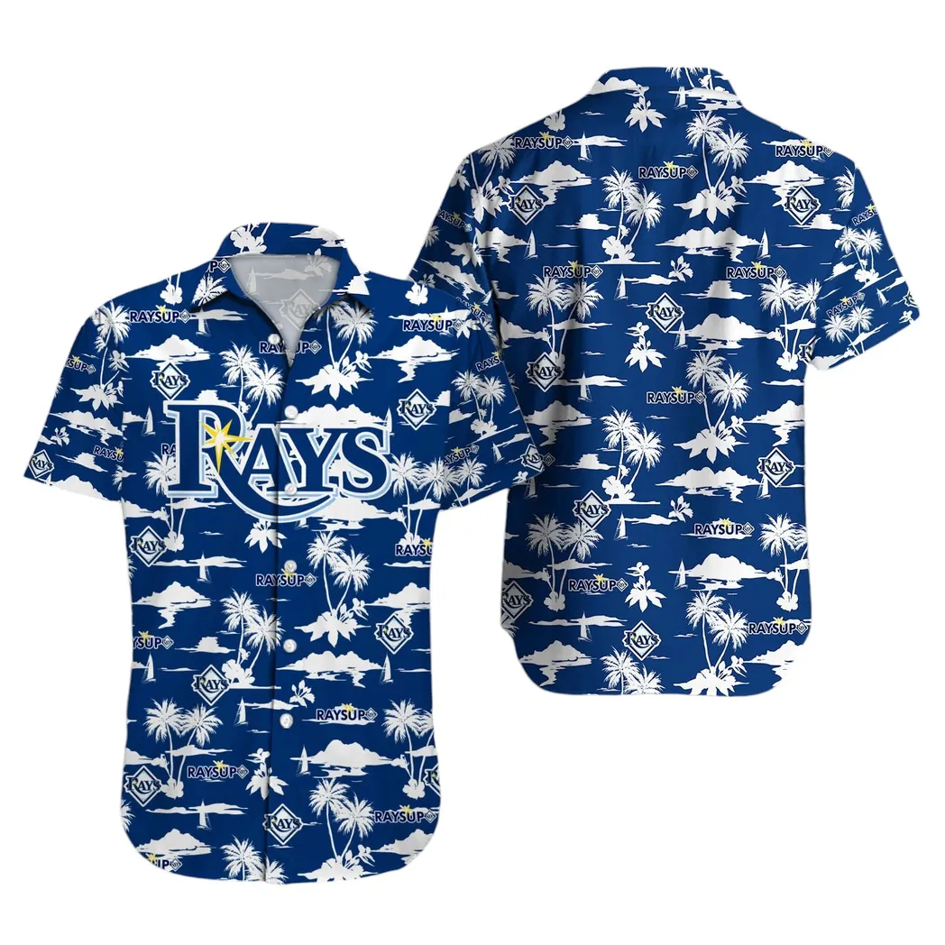 Tampa Bay Rays Blue Palm Paradise Hawaiian Shirt