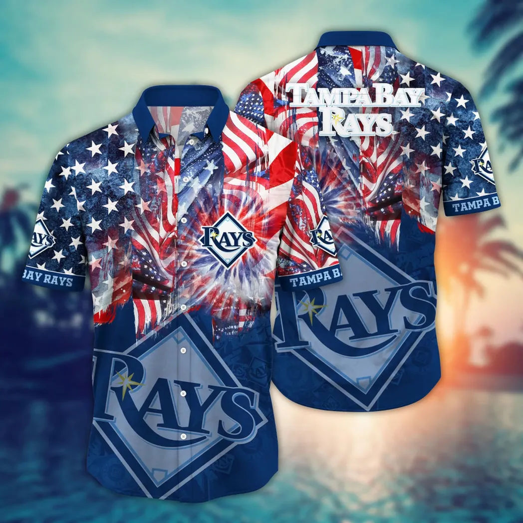 Tampa Bay Rays Patriotic Fireworks Hawaiian Shirt