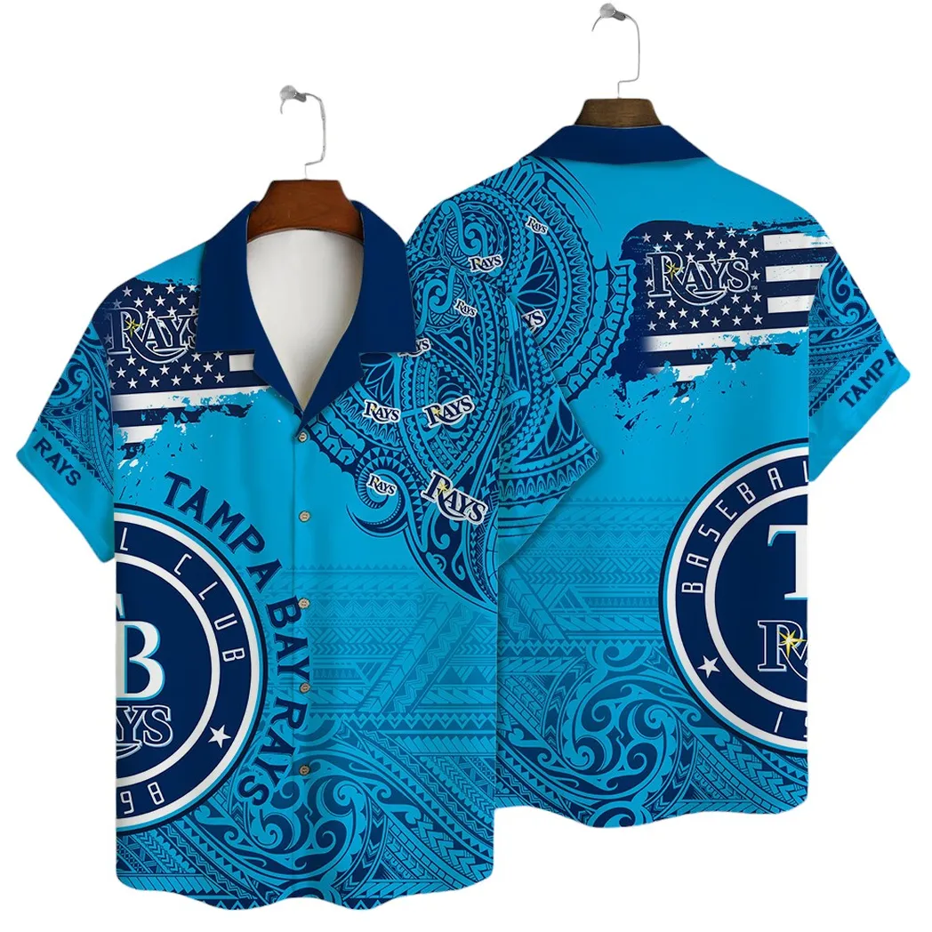 Tampa Bay Rays Tribal Wave Hawaiian Shirt