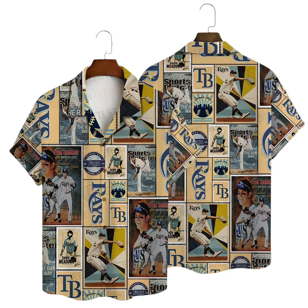 Tampa Bay Rays Vintage Baseball Collage Hawaiian Shirt