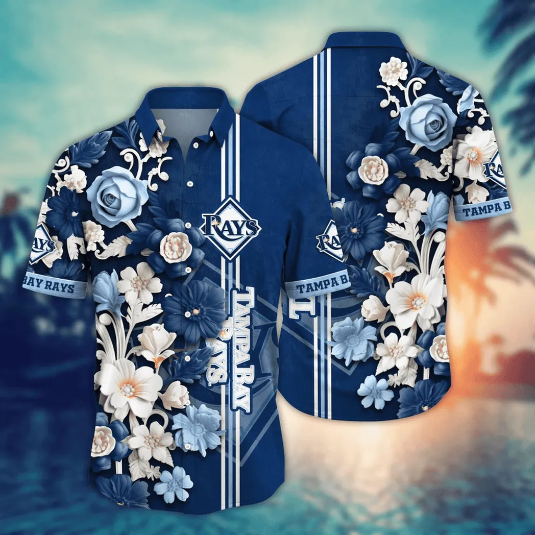 Tampa Bay Rays Vintage Floral Hawaiian Shirt