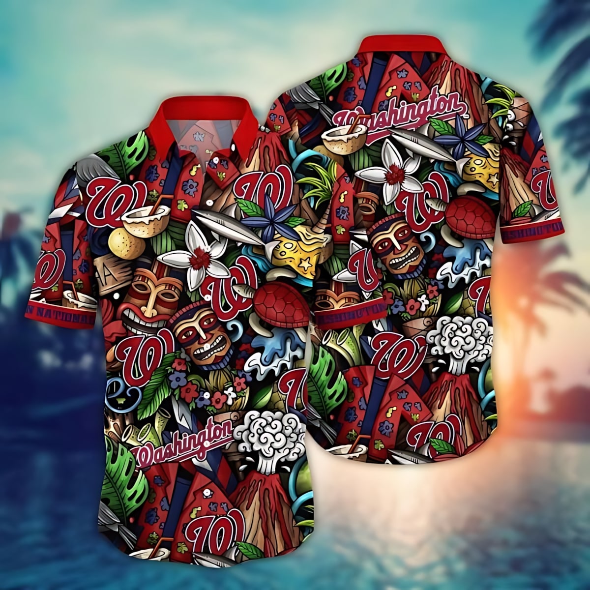 Washington Nationals Tropical Splash Hawaiian Shirt