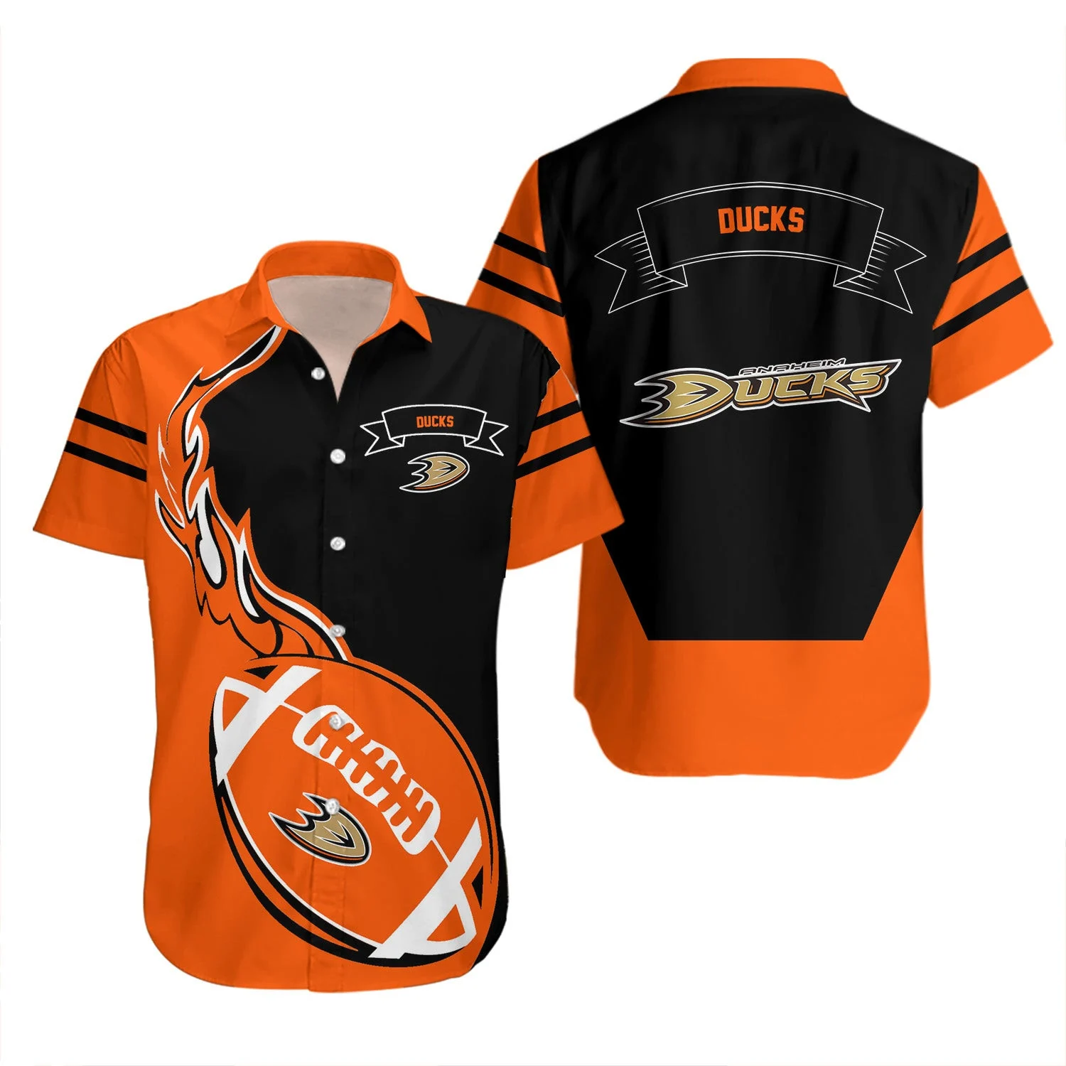 Anaheim Ducks Flaming Football Hawaiian Shirt
