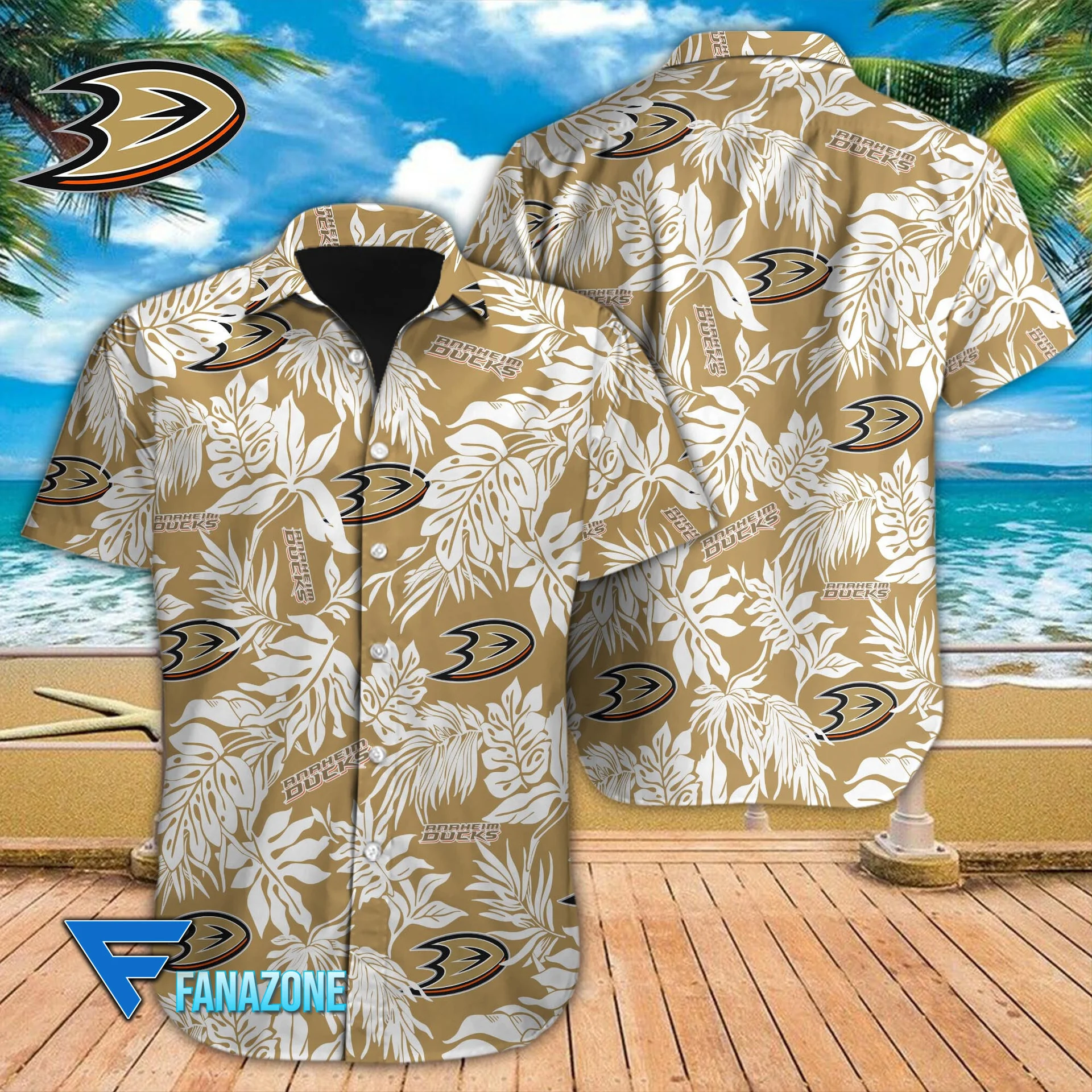 Anaheim Ducks Tropical Monstera Hawaiian Shirt