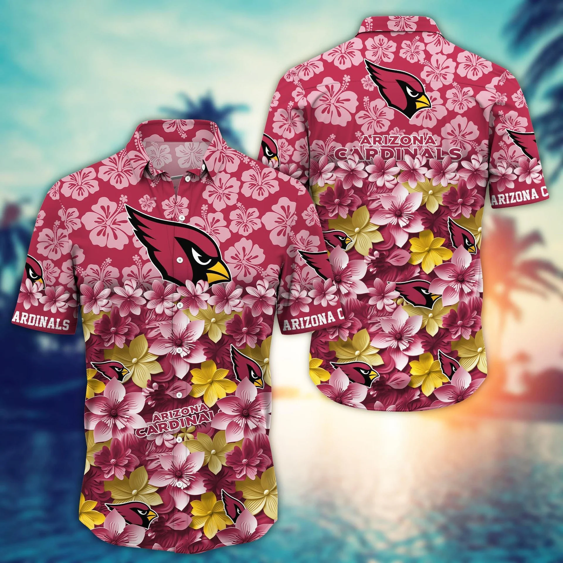 Arizona Cardinals Floral Sunset Hawaiian Shirt