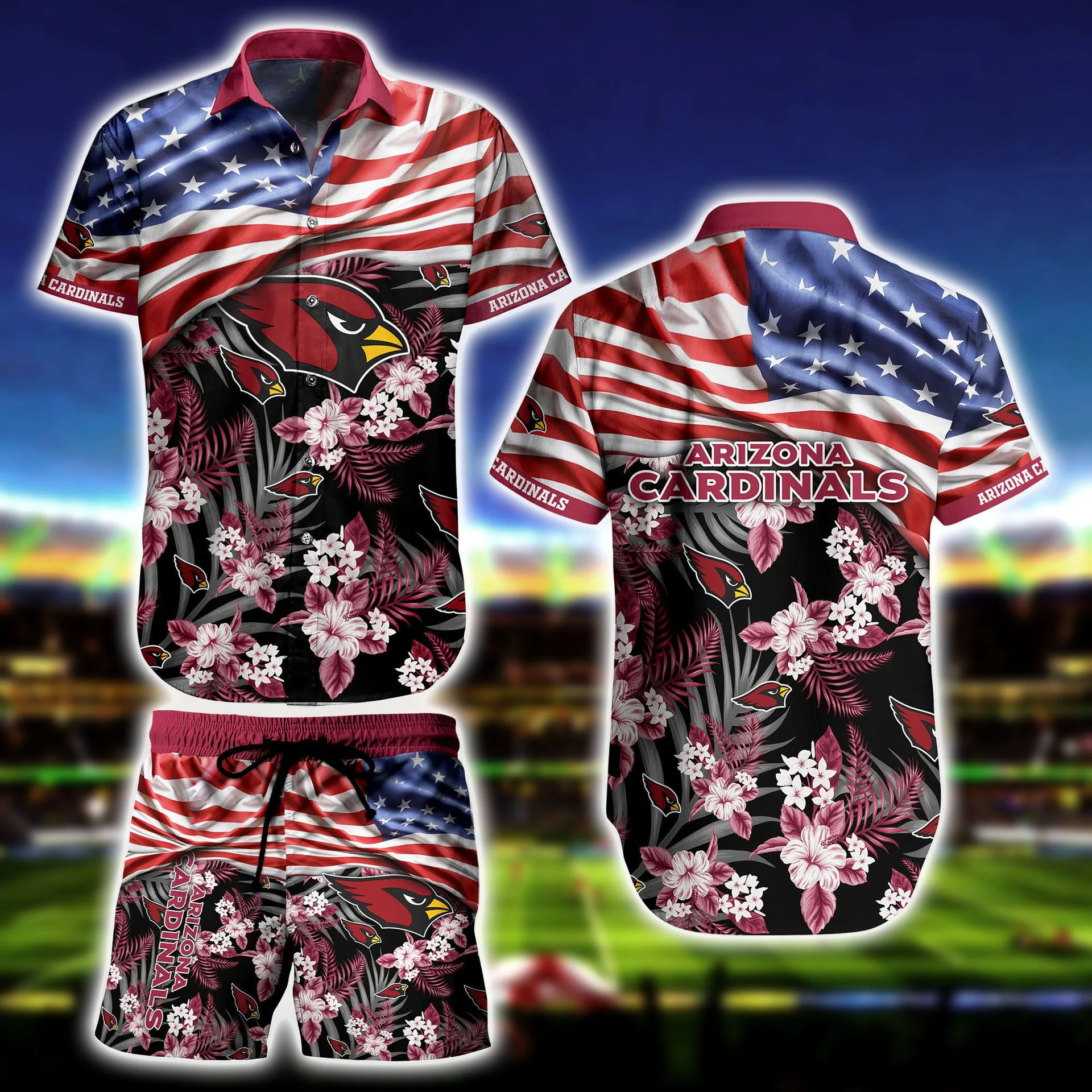 Arizona Cardinals Patriotic Bloom Hawaiian Shirt