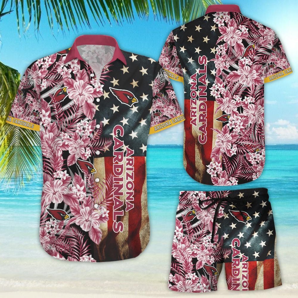 Arizona Cardinals Patriotic Tropical Hawaiian Shirt