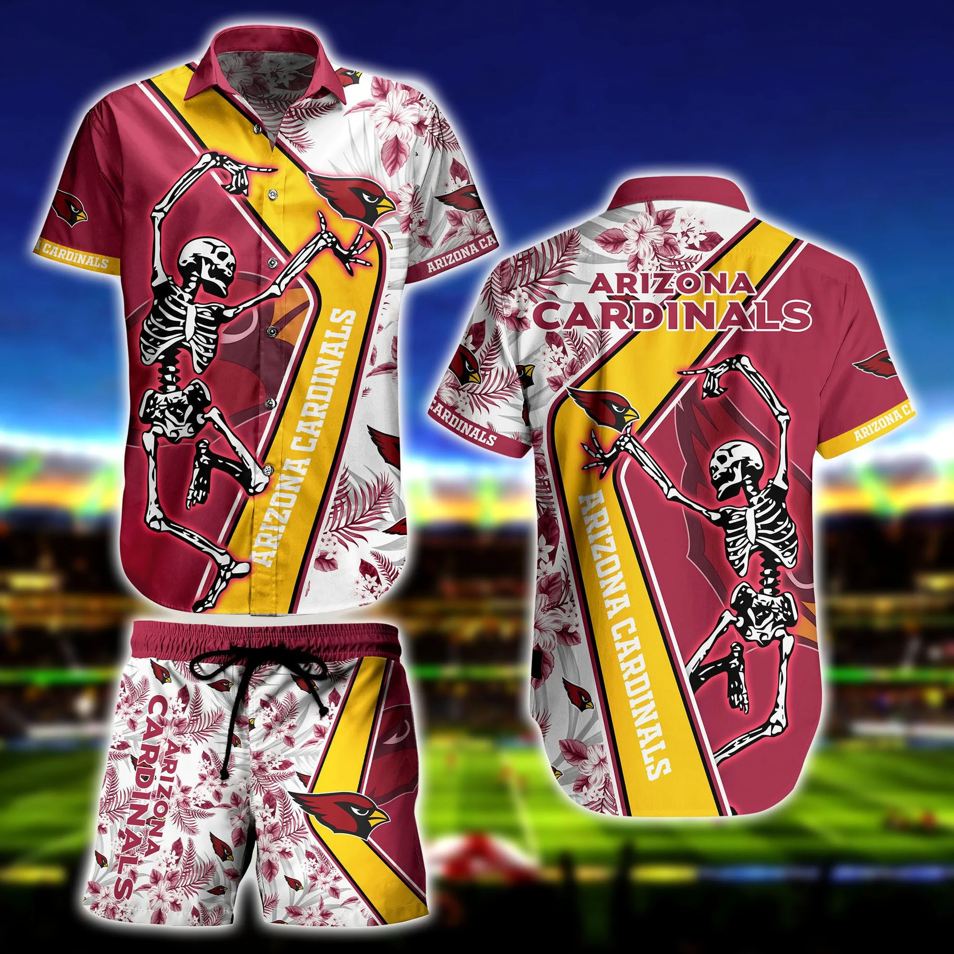 Arizona Cardinals Skeleton Victory Hawaiian Shirt