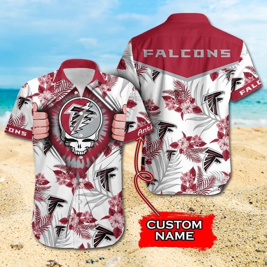 Atlanta Falcons Floral Skull Custom Hawaiian Shirt