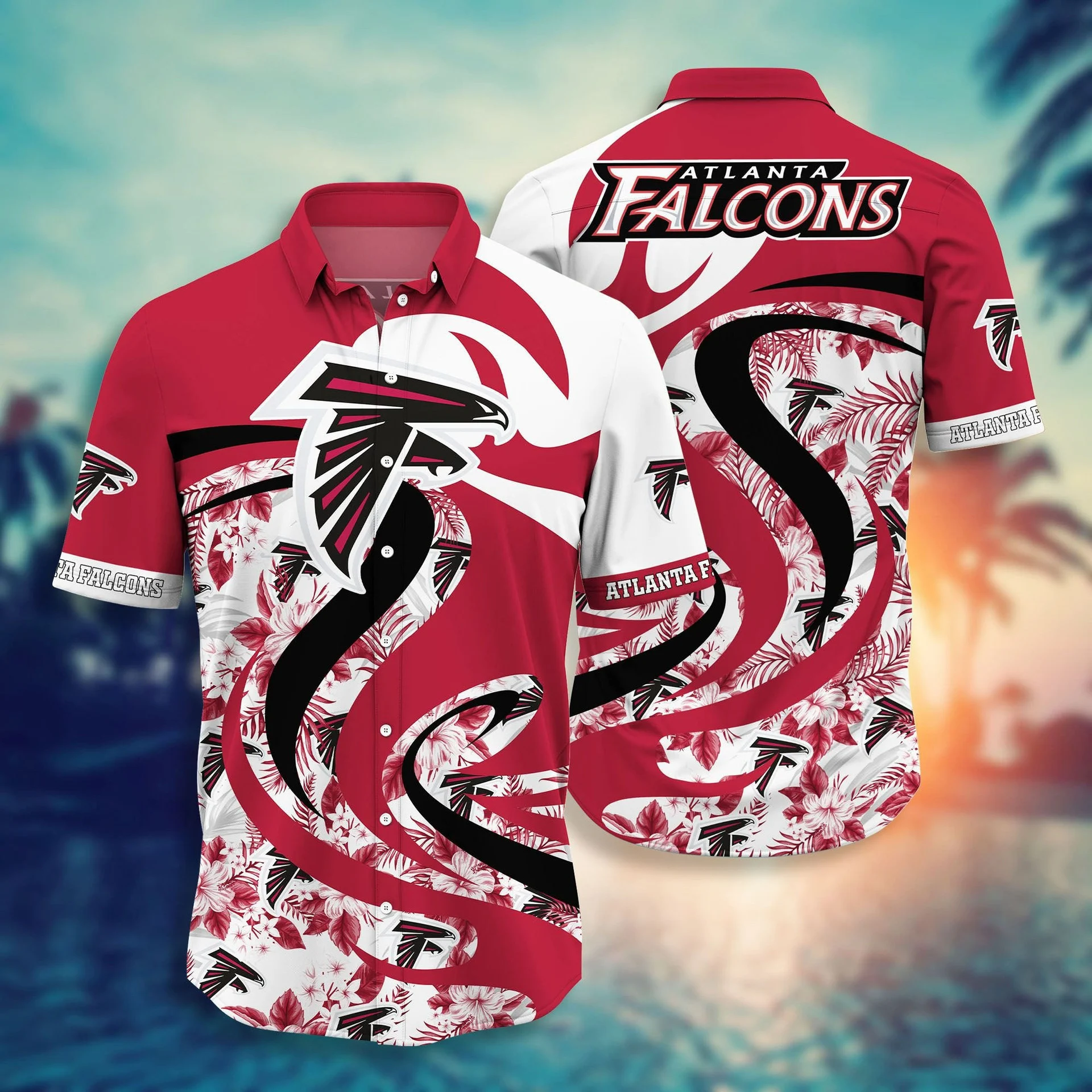 Atlanta Falcons Swirl Tropics Hawaiian Shirt