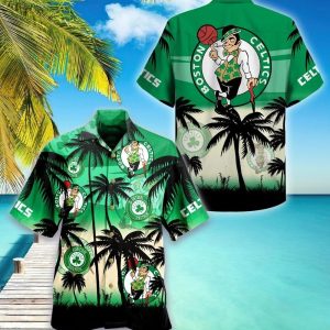 Boston Celtics Sunset Palm Hawaiian Shirt