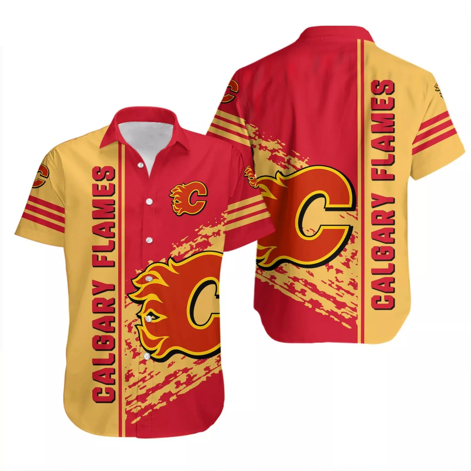 Calgary Flames Bold Blaze Hawaiian Shirt