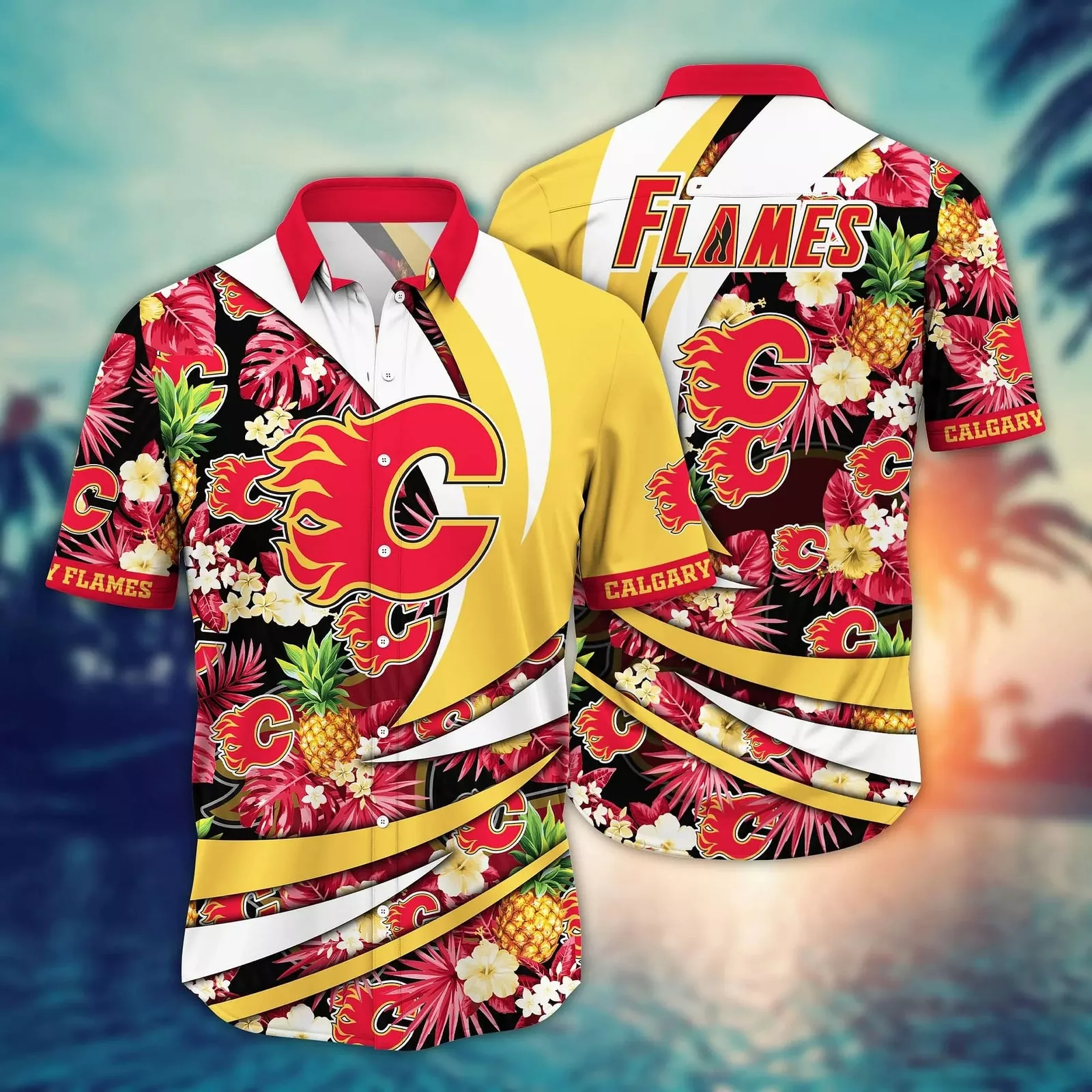 Calgary Flames Pineapple Paradise Hawaiian Shirt