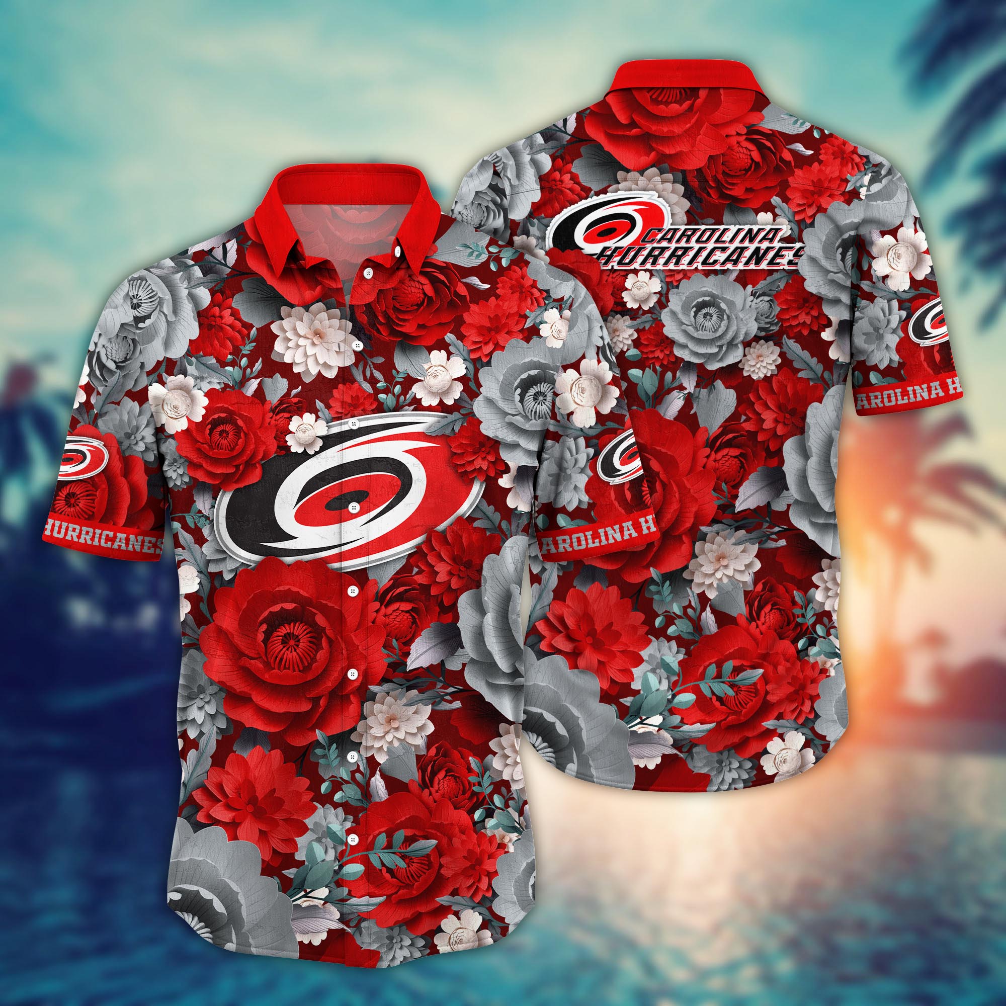 Carolina Hurricanes Floral Elegance Hawaiian Shirt