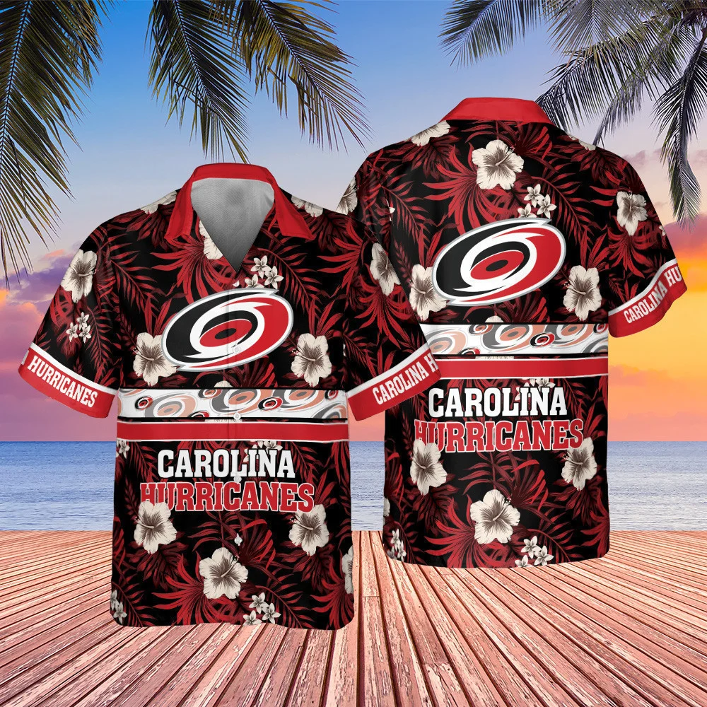Carolina Hurricanes Floral Sunset Hawaiian Shirt