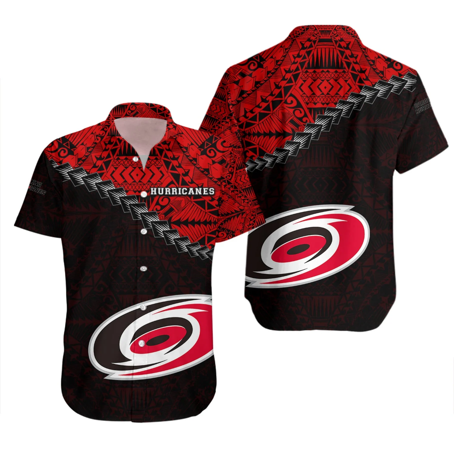 Carolina Hurricanes Tribal Wave Hawaiian Shirt