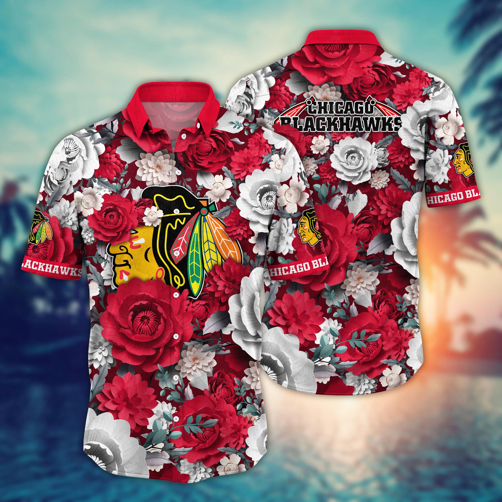 Chicago Blackhawks Elegant Blossom Hawaiian Shirt