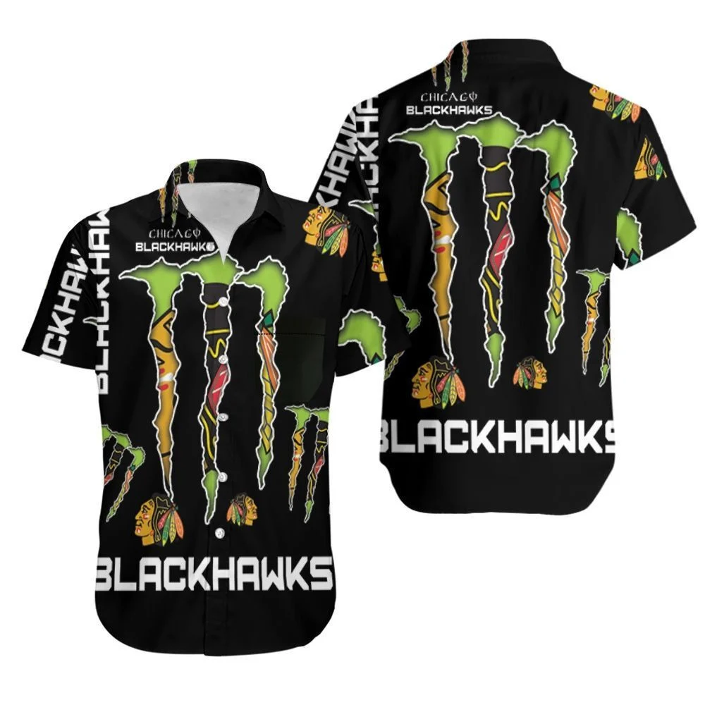 Chicago Blackhawks Monster Energy Claw Hawaiian Shirt