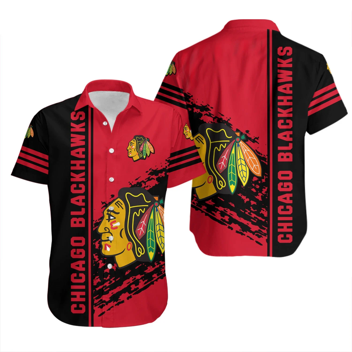Chicago Blackhawks Urban Stripe Hawaiian Shirt