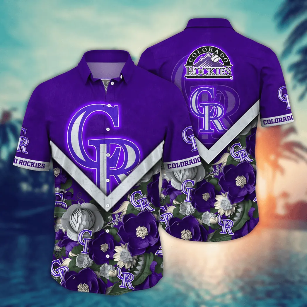 Colorado Rockies Chevron Bloom Hawaiian Shirt
