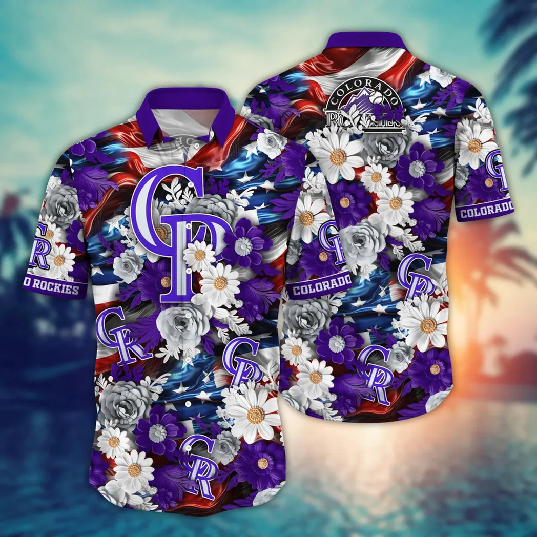 Colorado Rockies Floral Paradise Hawaiian Shirt