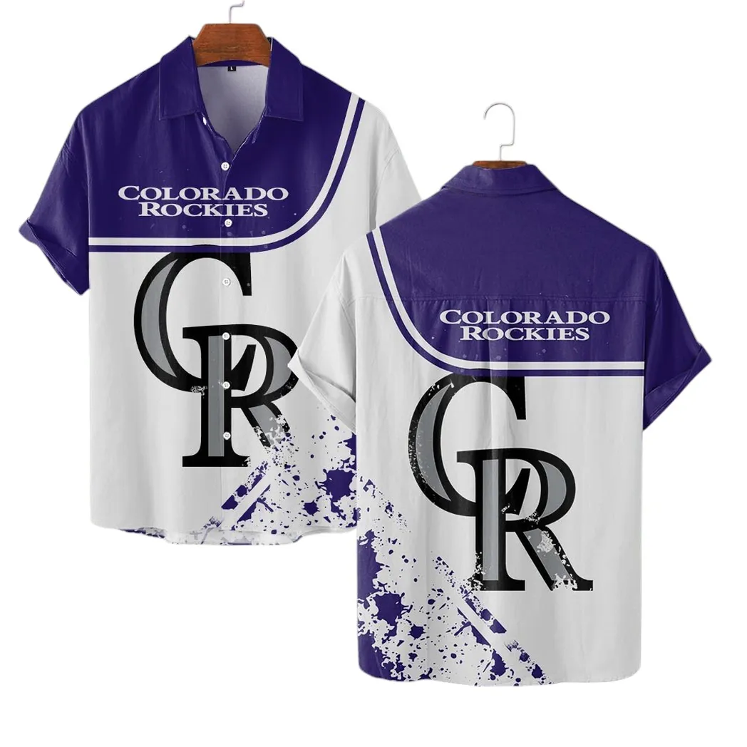 Colorado Rockies Minimalist Splash Hawaiian Shirt