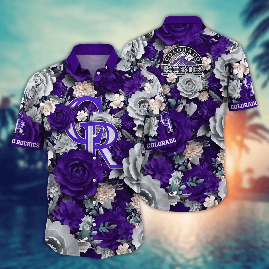 Colorado Rockies Purple Bloom Hawaiian Shirt