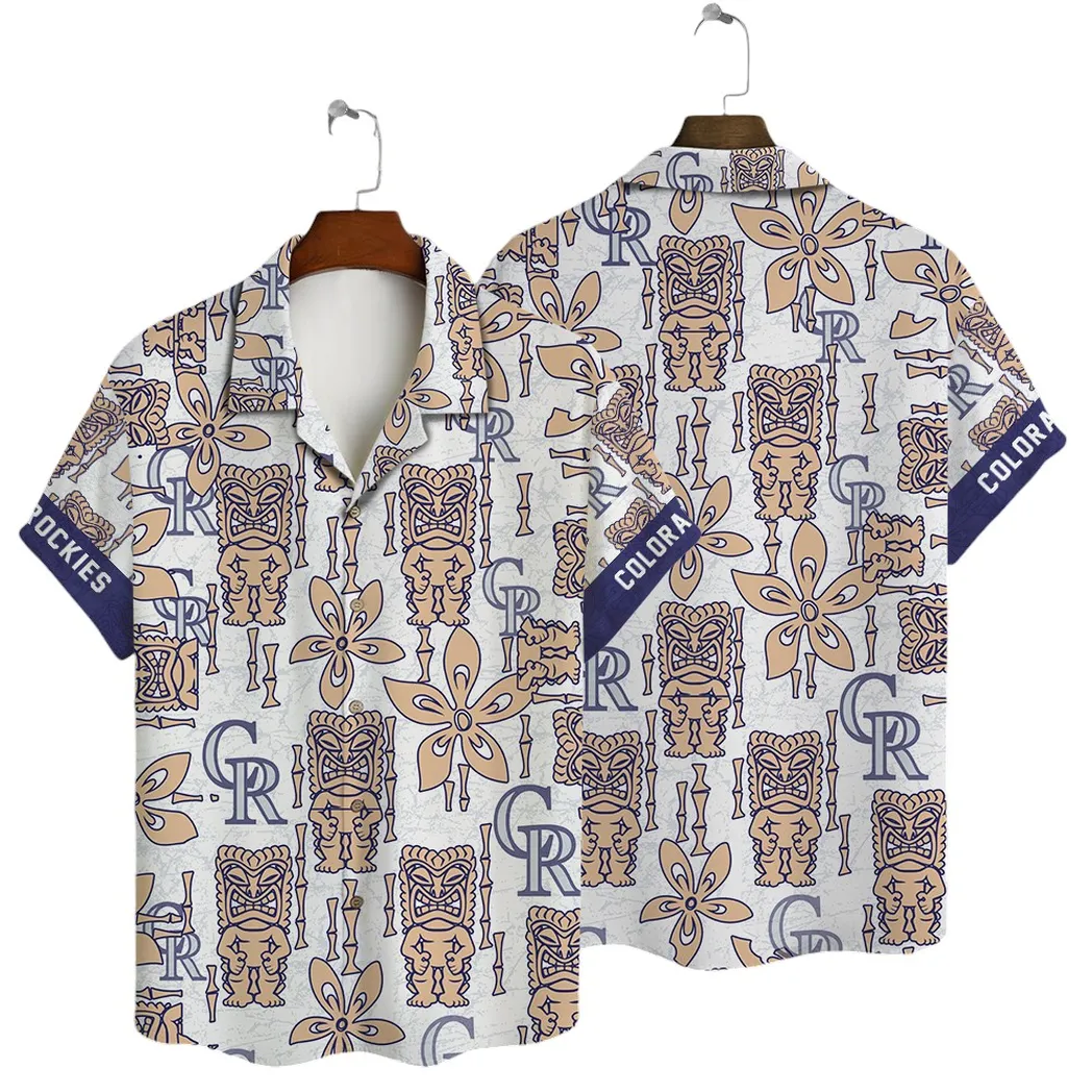 Colorado Rockies Tiki Floral Hawaiian Shirt