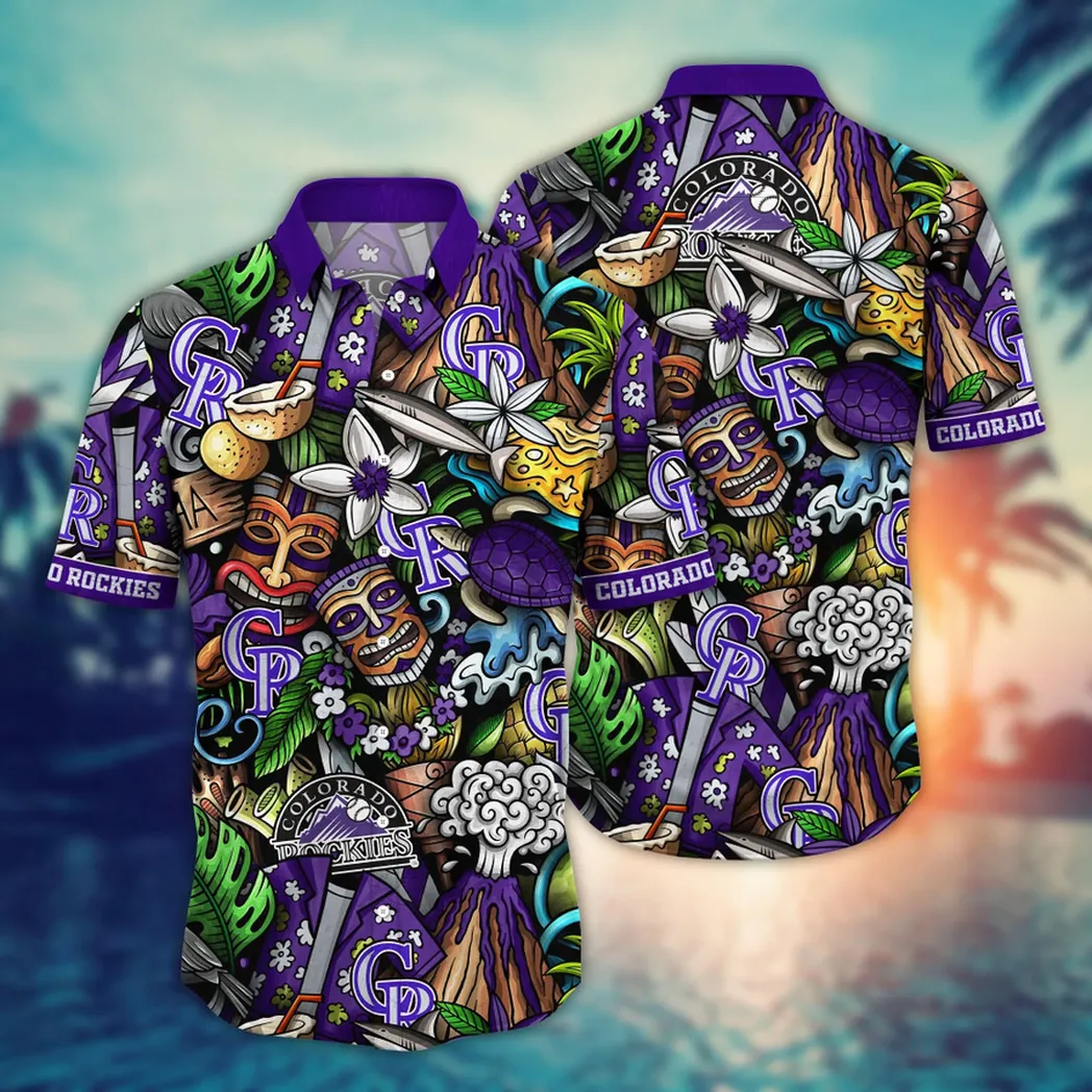 Colorado Rockies Tiki Tropics Hawaiian Shirt