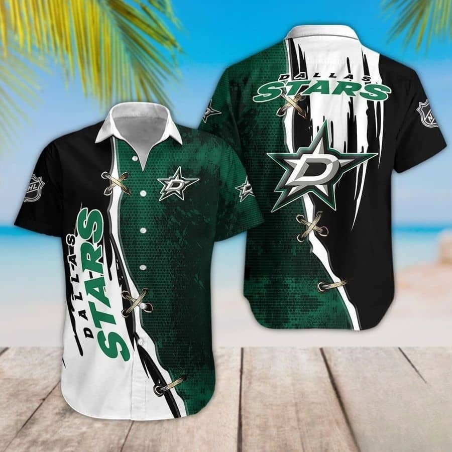 Dallas Stars Bold Laces Hawaiian Shirt