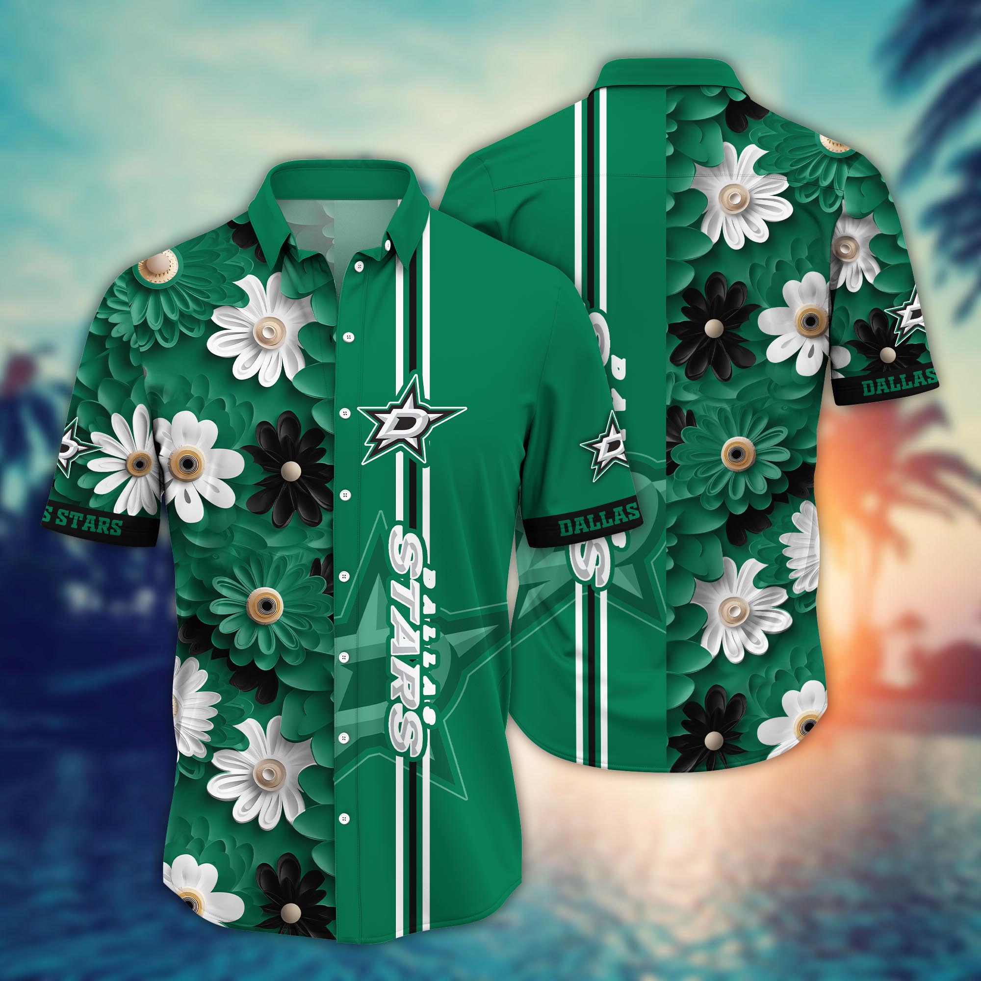 Dallas Stars Bold Petal Hawaiian Shirt