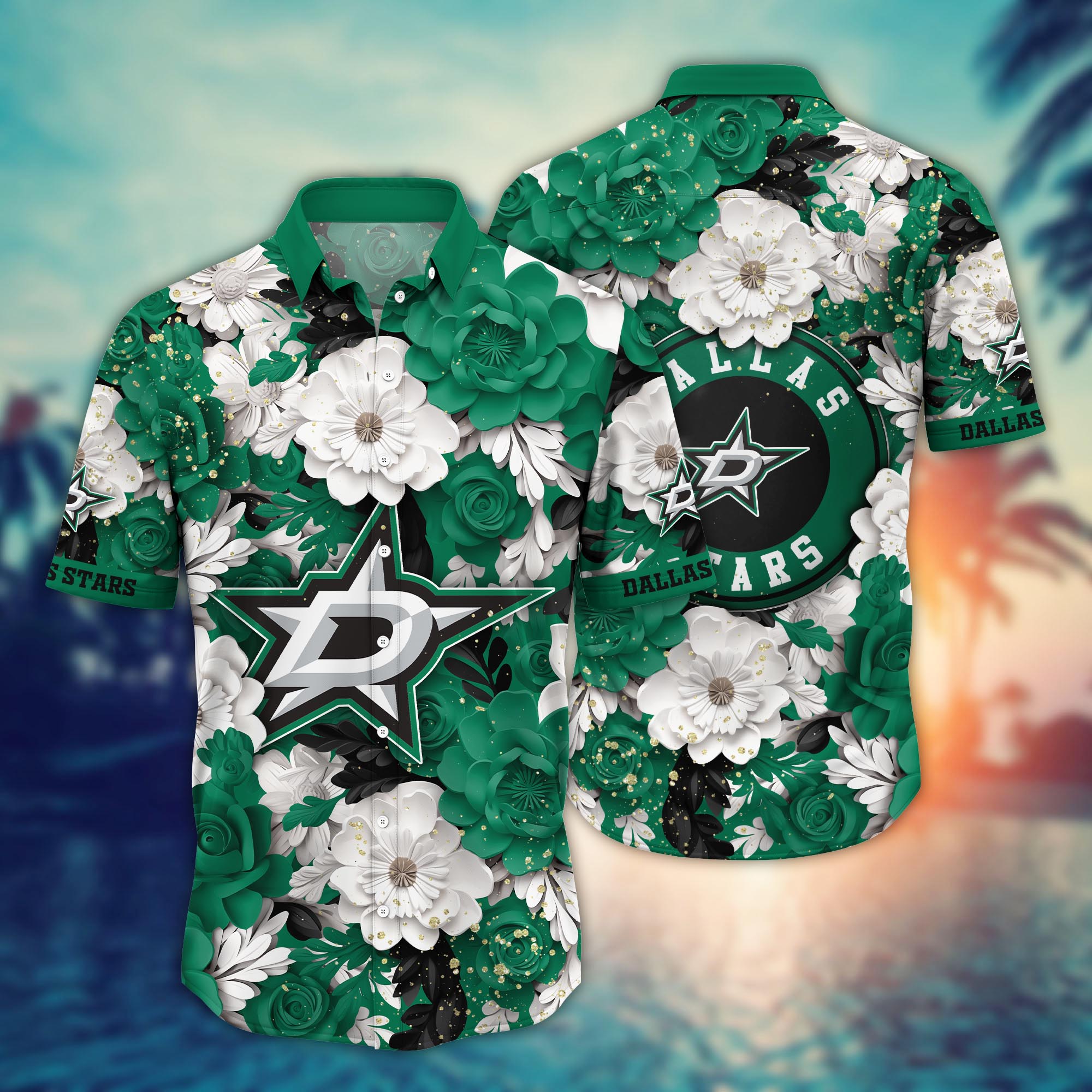 Dallas Stars Floral Luxe Hawaiian Shirt
