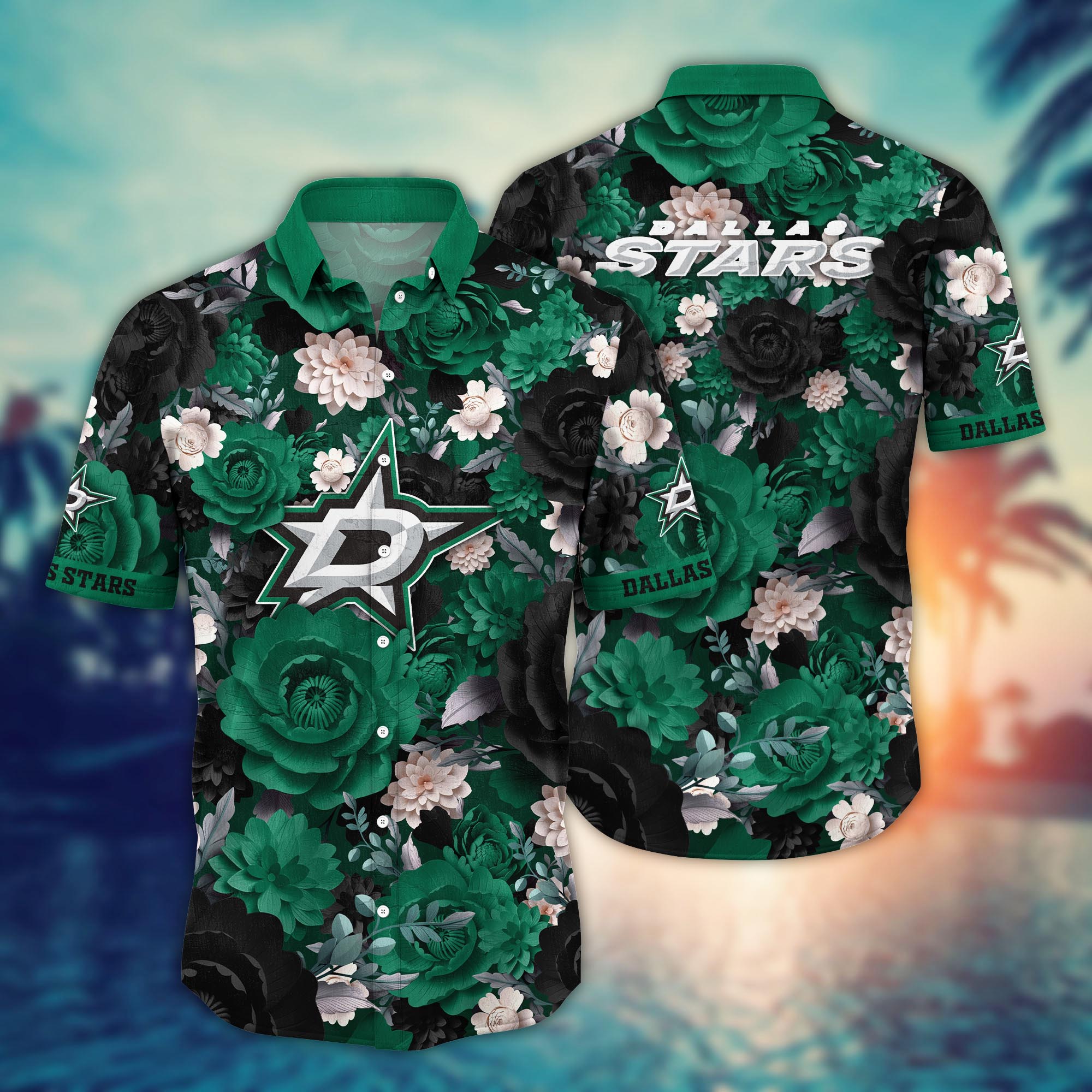 Dallas Stars Midnight Garden Hawaiian Shirt