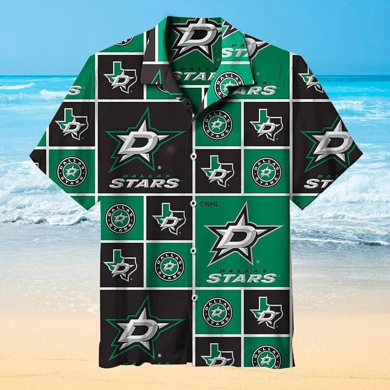Dallas Stars Texas Pride Grid Hawaiian Shirt