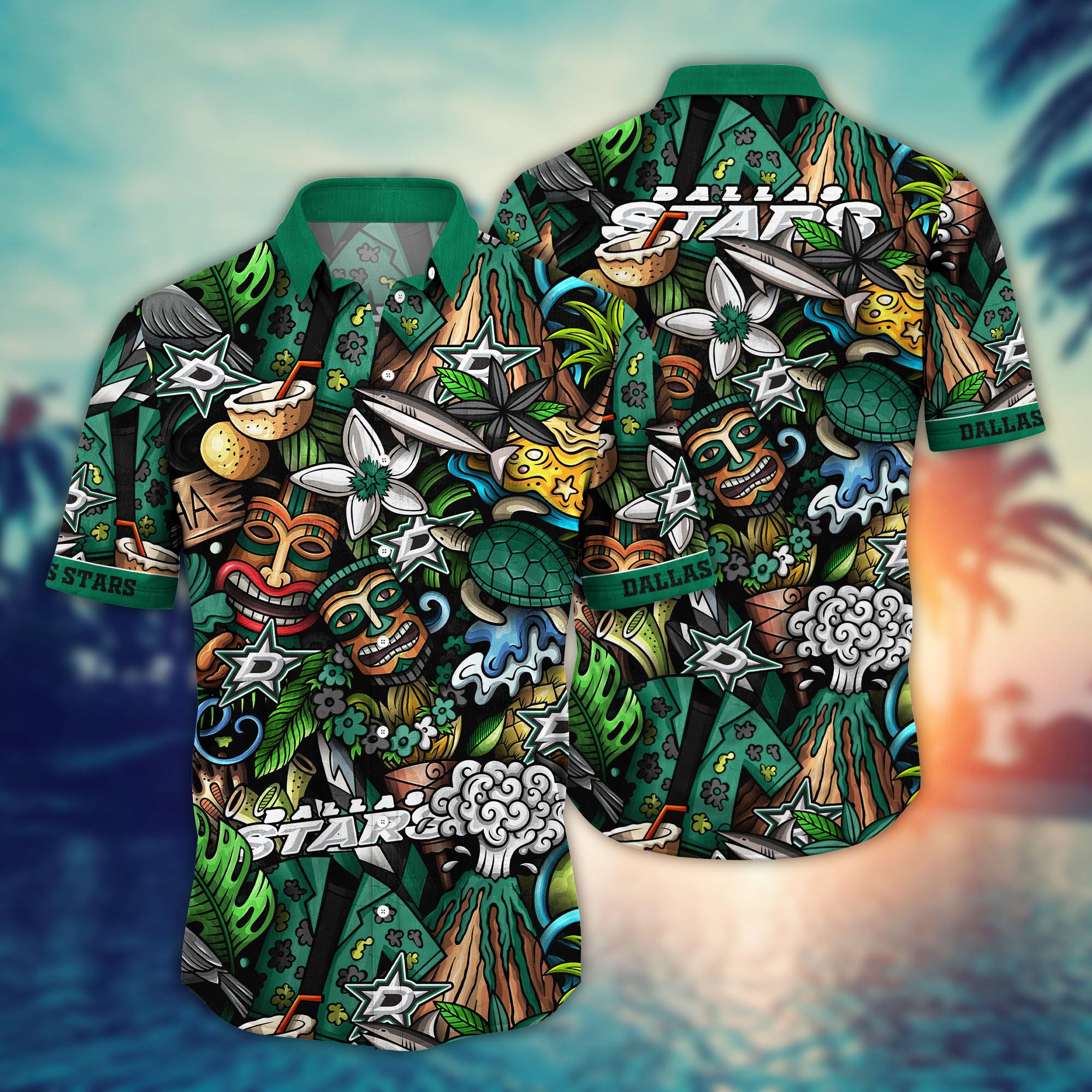 Dallas Stars Tiki Jungle Hawaiian Shirt