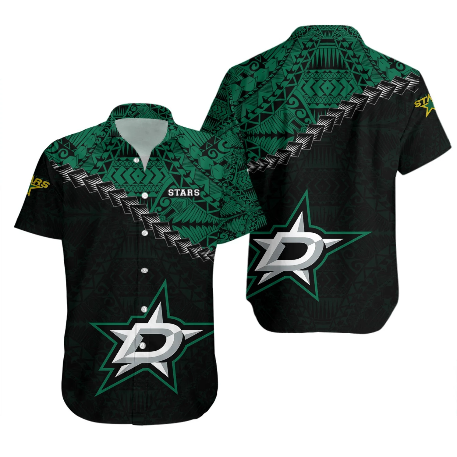 Dallas Stars Tribal Pattern Hawaiian Shirt