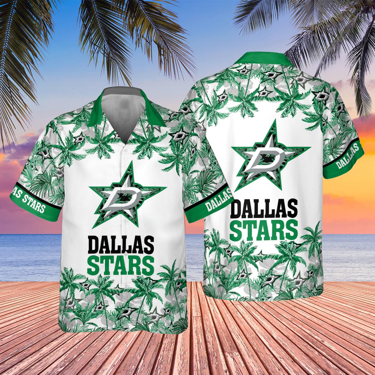 Dallas Stars Tropical Palms Hawaiian Shirt