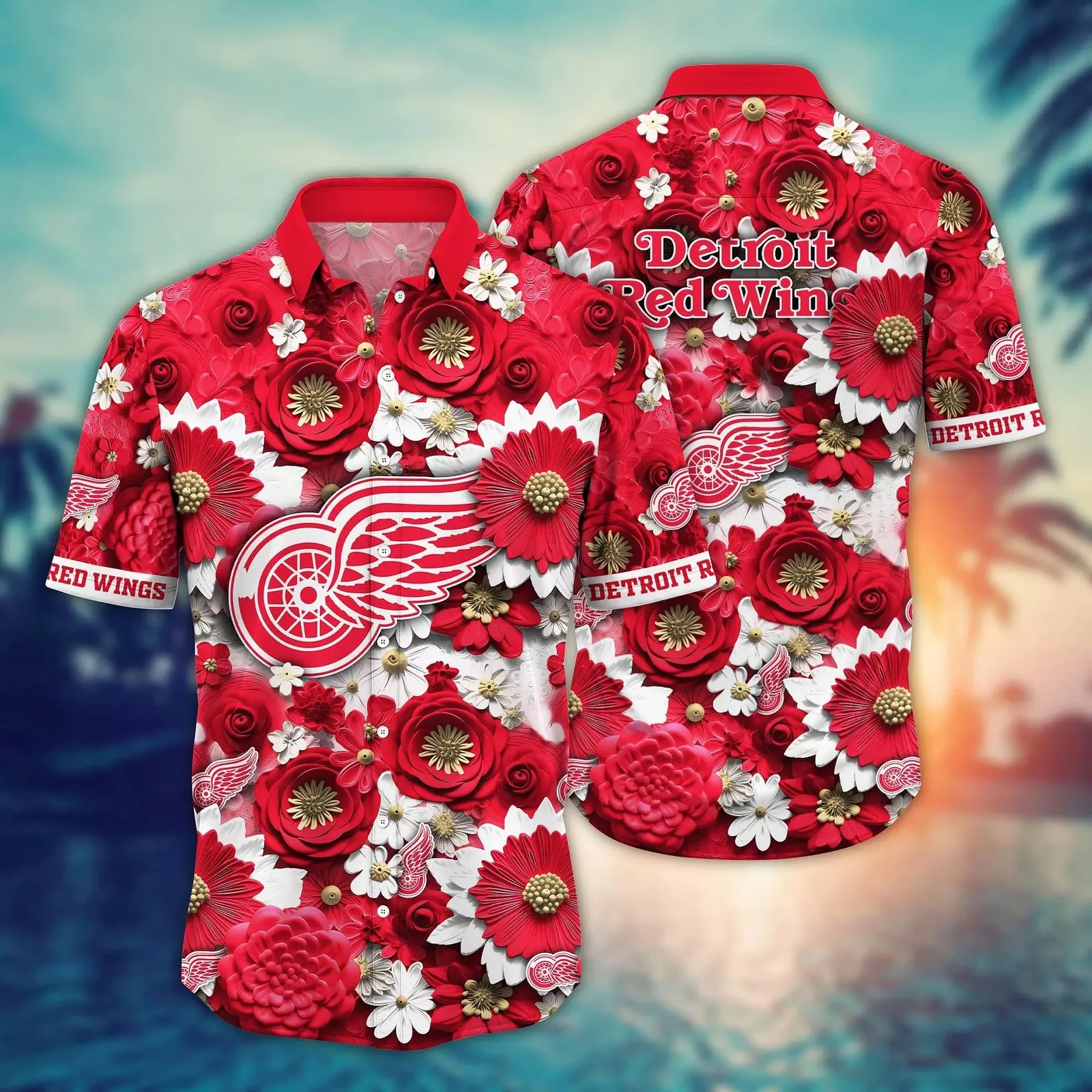 Detroit Red Wings Blooming Pride Hawaiian Shirt