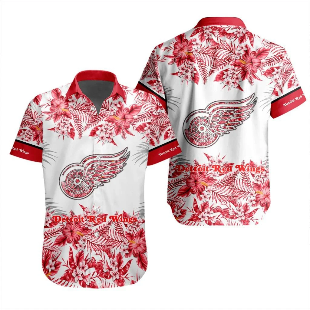 Detroit Red Wings Floral Elegance Hawaiian Shirt